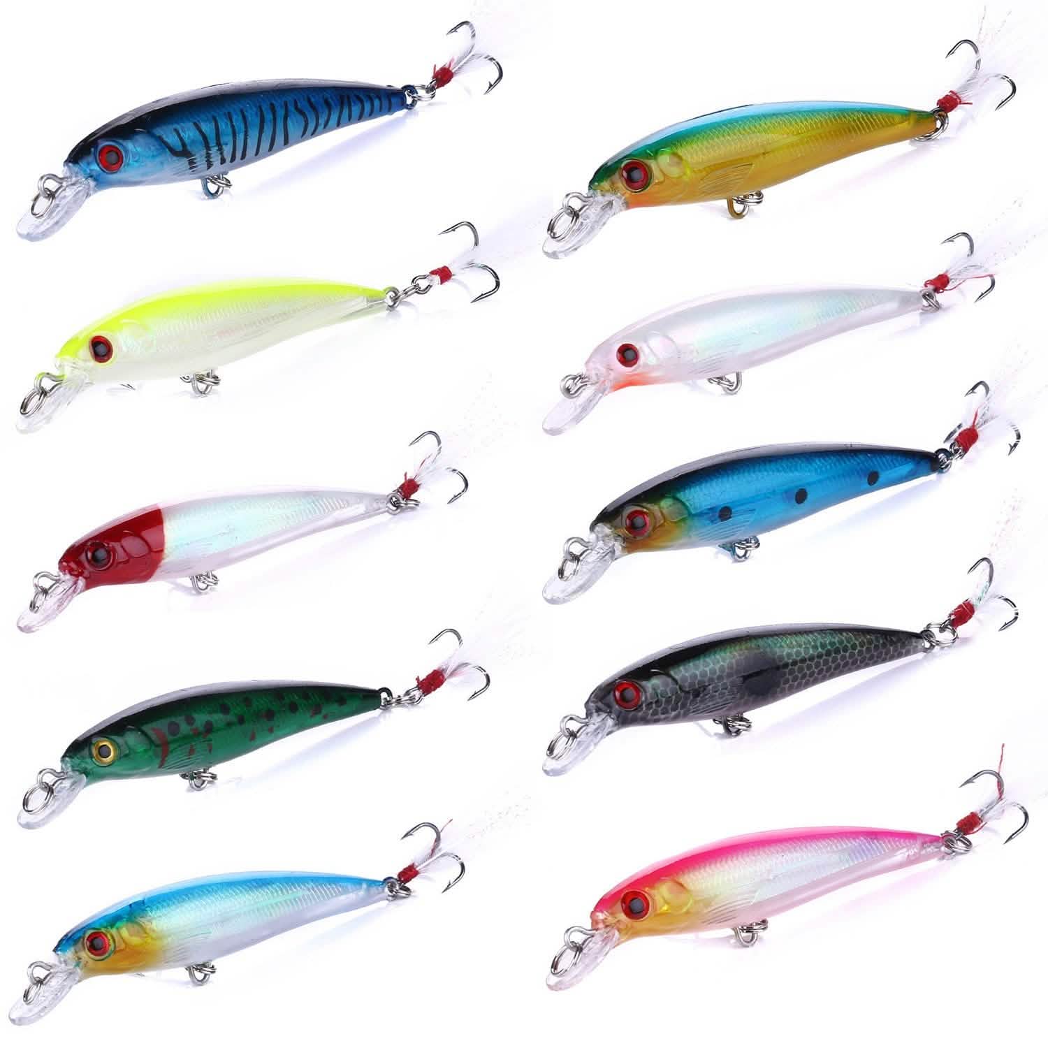 10-Piece: Jerkbait Bass Fishing Lures Kit Length 3.3 inches Weight .32 oz
