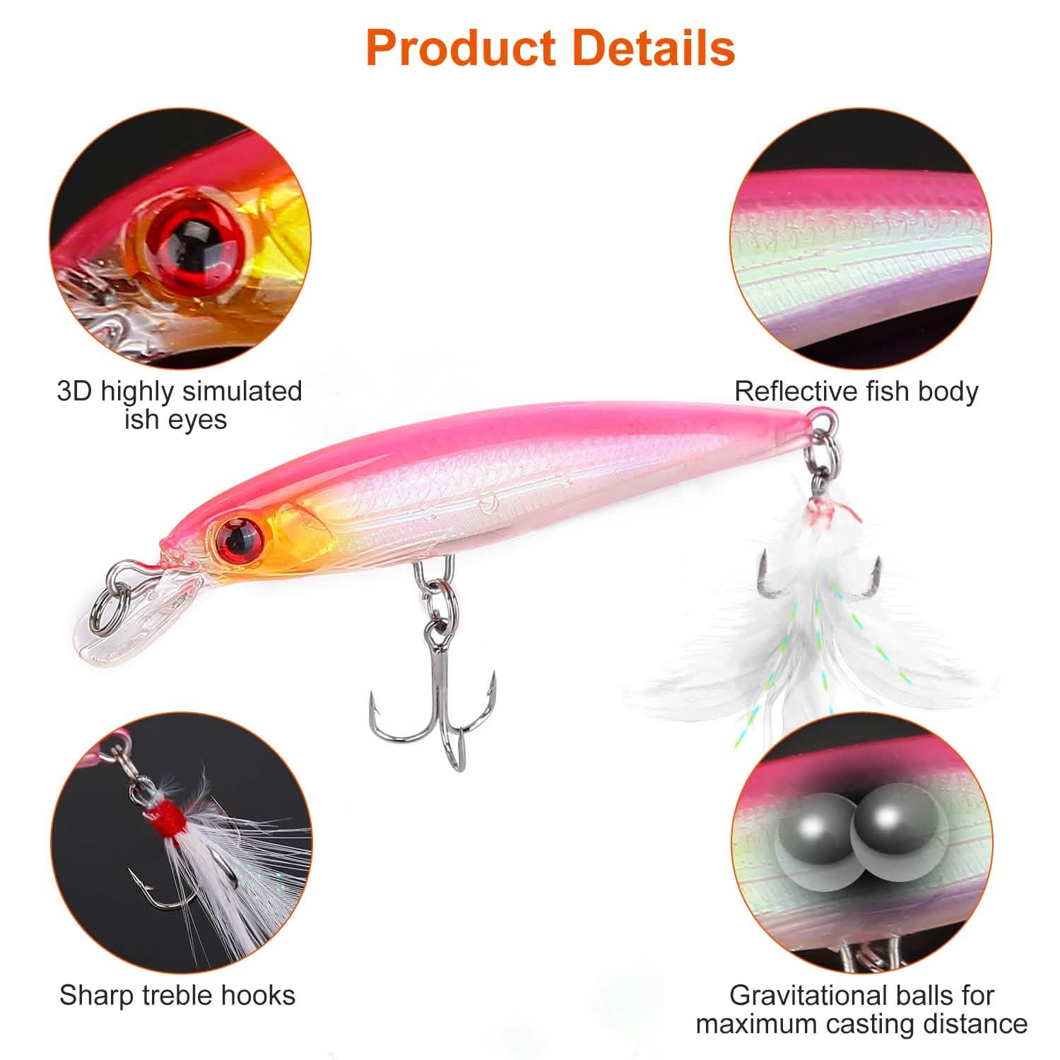10-Piece: Jerkbait Bass Fishing Lures Kit Length 3.3 inches Weight .32 oz