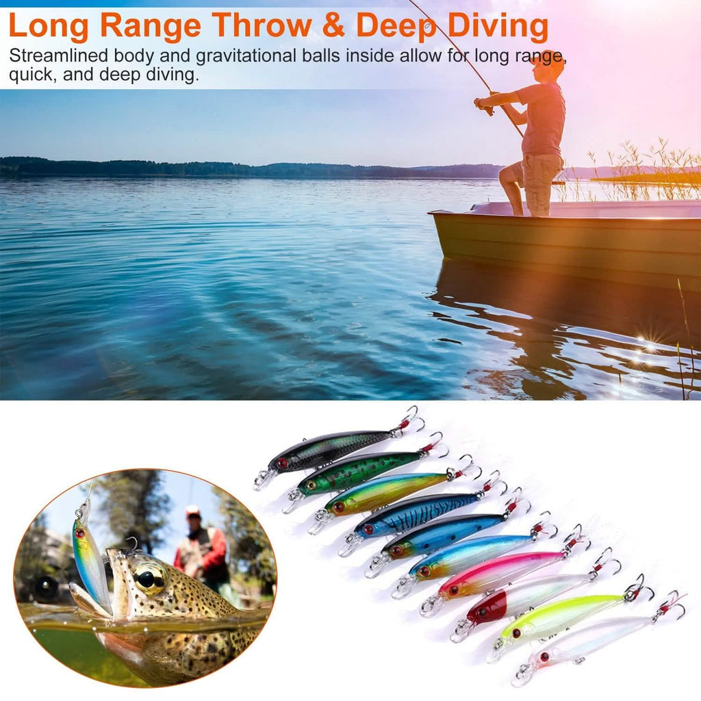 10-Piece: Jerkbait Bass Fishing Lures Kit Length 3.3 inches Weight .32 oz
