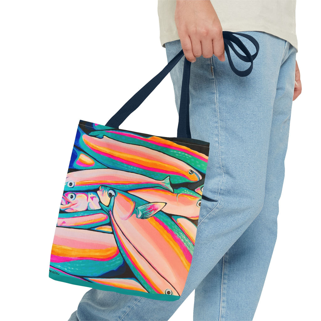 Premium Neon Fish Tote Bag, Original Artist Design, Reusable Shopping Tote, Eco-Friendly