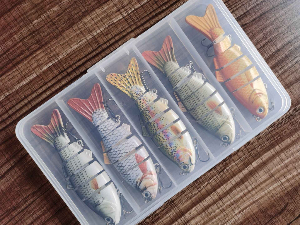 Jointed Swimbaits For Targeting Largemouth Bass-Muskey-Pike Fishing Hyper Realistic Baits (Set of 5 Baits)
