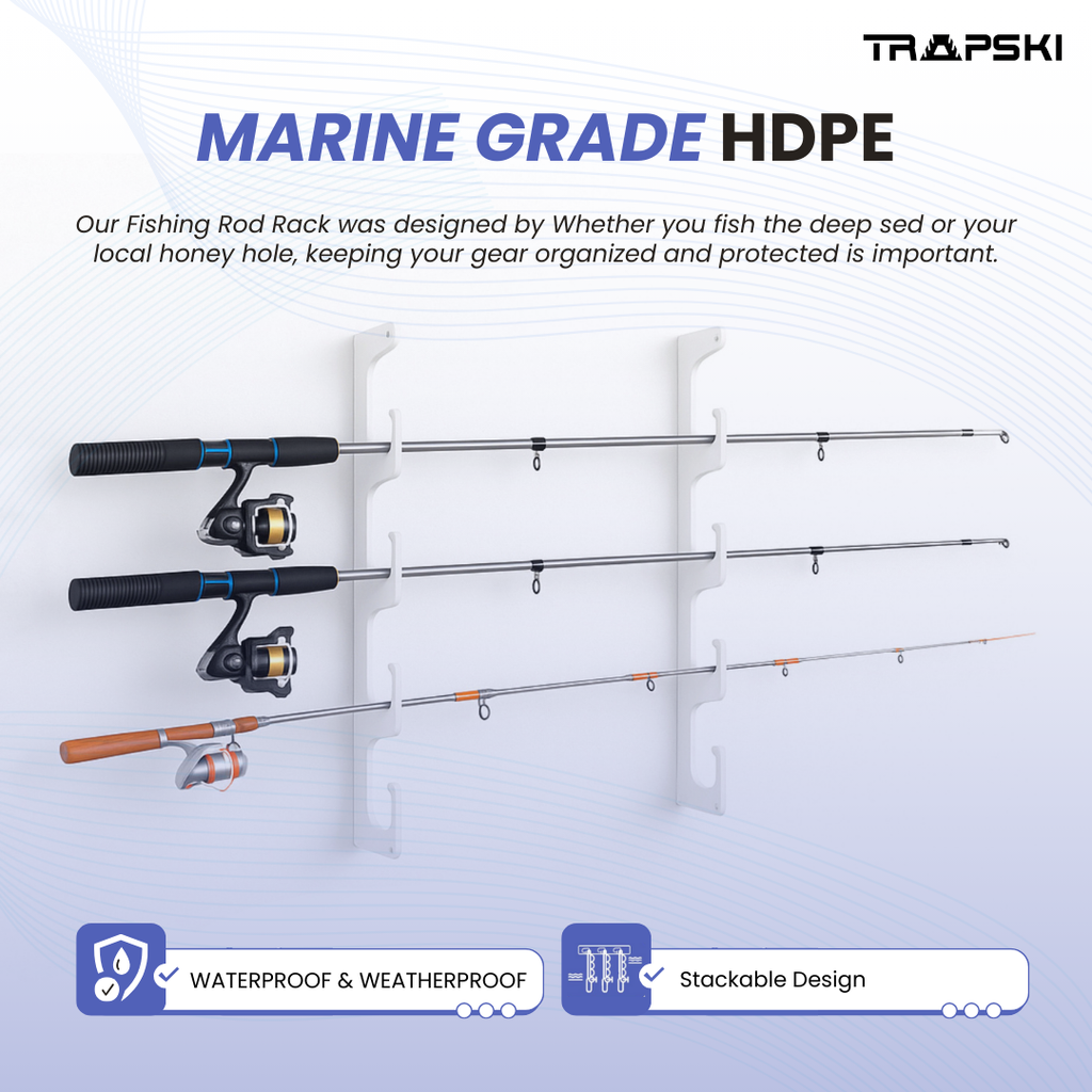 Made in the USA Fishing Rod Rack | Wall or Ceiling Mounted