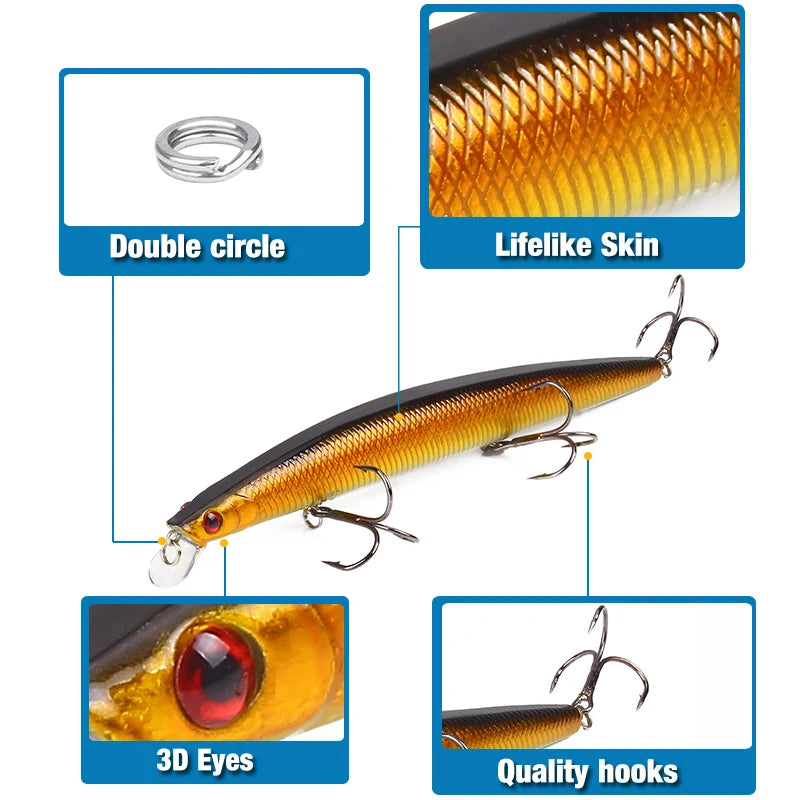 Swimming Minnow Floating Jerkbaits Bass Fishing Lure Length 18Cm/7 inches Weight 26.5g/.9