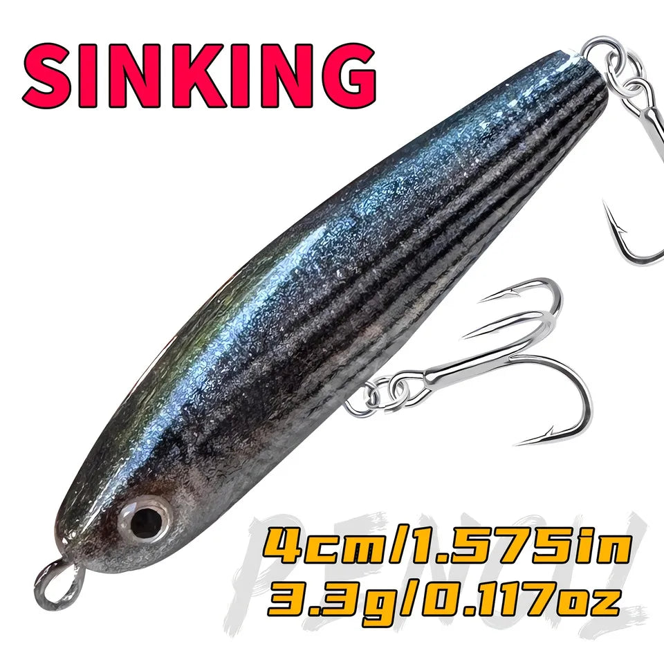BASSKING 40mm 3.3g Sinking Pencil Bait Fishing Lure Artificial Hard Bait Bass