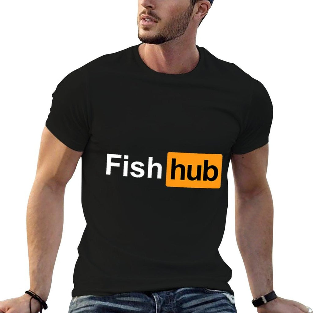 Fish Hub Fishing Tshirt Ocean Lake Fisherman  Stretchy T-Shirt